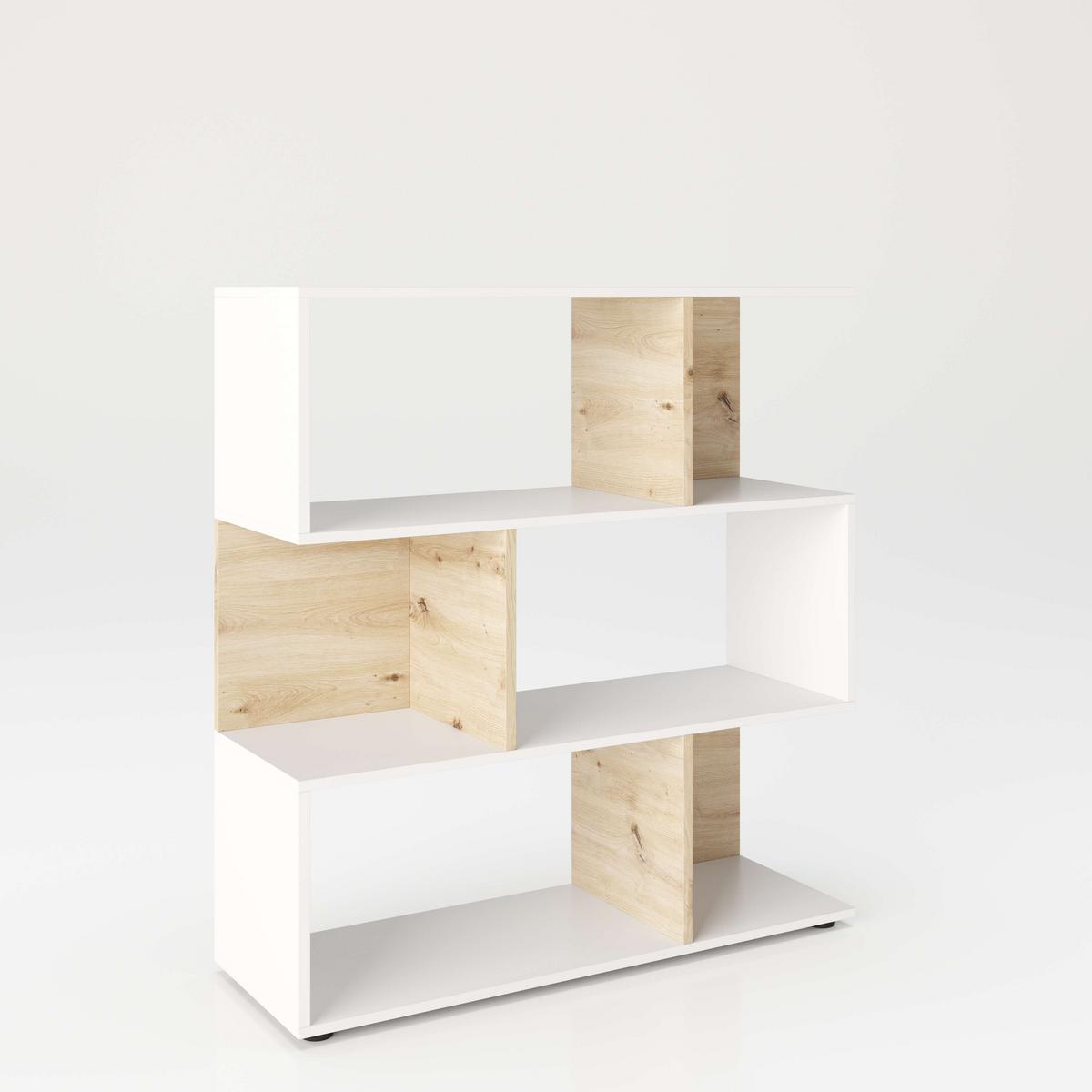 Regal Shelfy ca. 103x110 cm Weiß/Eiche - Weiß/Eiche Artisan, MODERN, Holzwerkstoff (103/110/36cm) - MID.YOU
