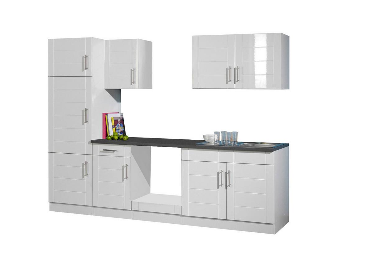 Küchenleerblock Nevada Weiß Hochglanz - Chromfarben/Weiß Hochglanz, MODERN, Holzwerkstoff/Metall (270cm) - Held