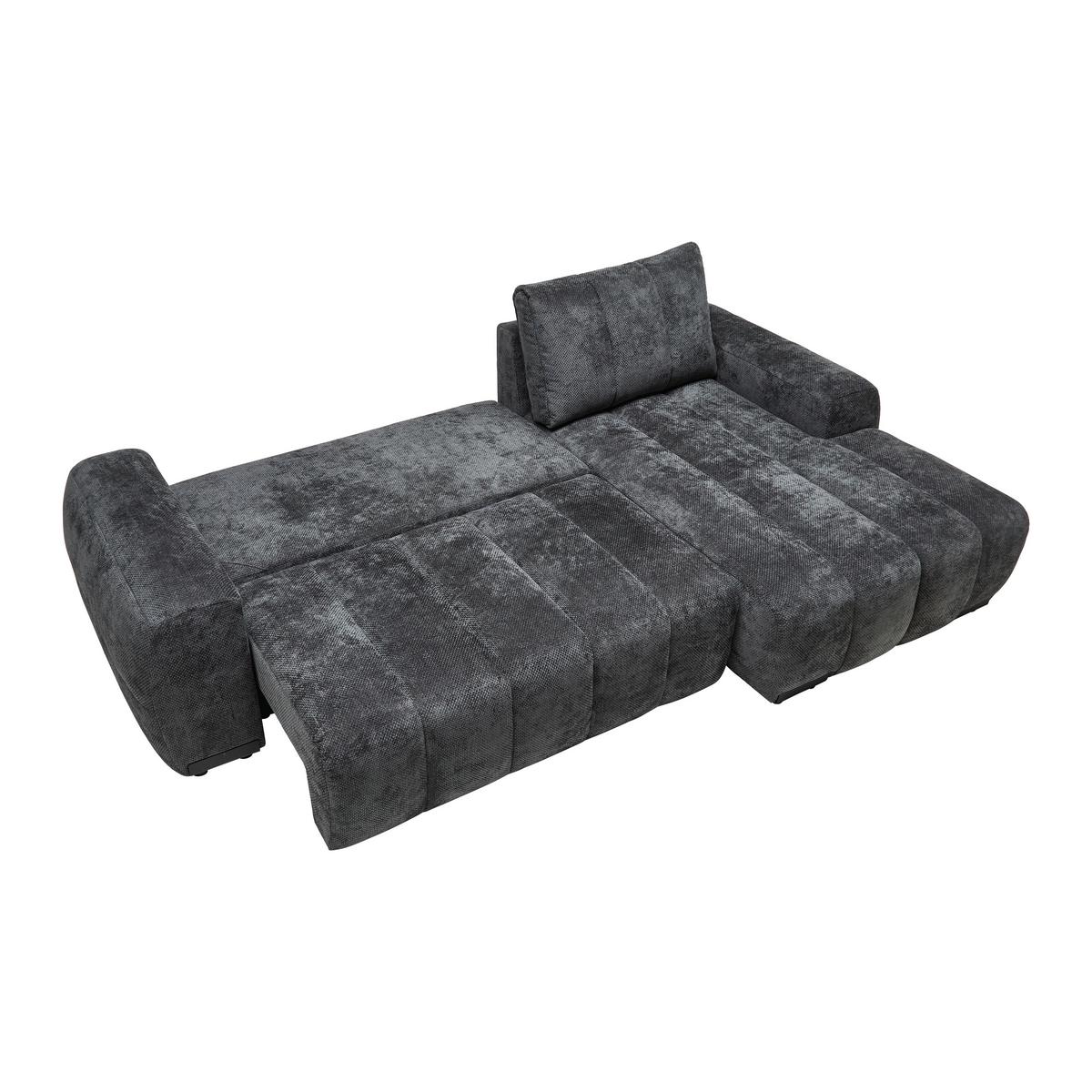 Wohnlandschaft Bolonia Graphitfarben - Schwarz Hochglanz/Graphitfarben, MODERN, Textil/Metall (273/166cm) - Mömax