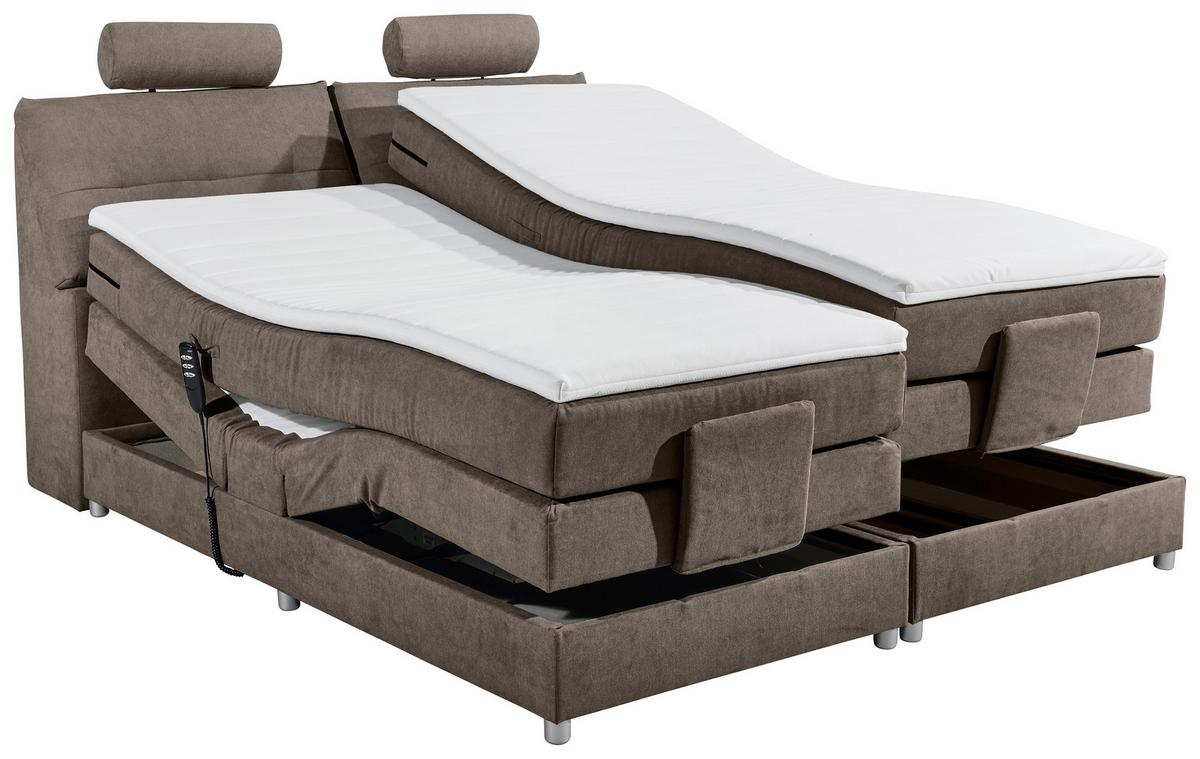Boxspringbett Palermo elektrisch 180x200cm Braun - Silberfarben/Braun, MODERN, Holzwerkstoff/Kunststoff (180/200cm) - MID.YOU