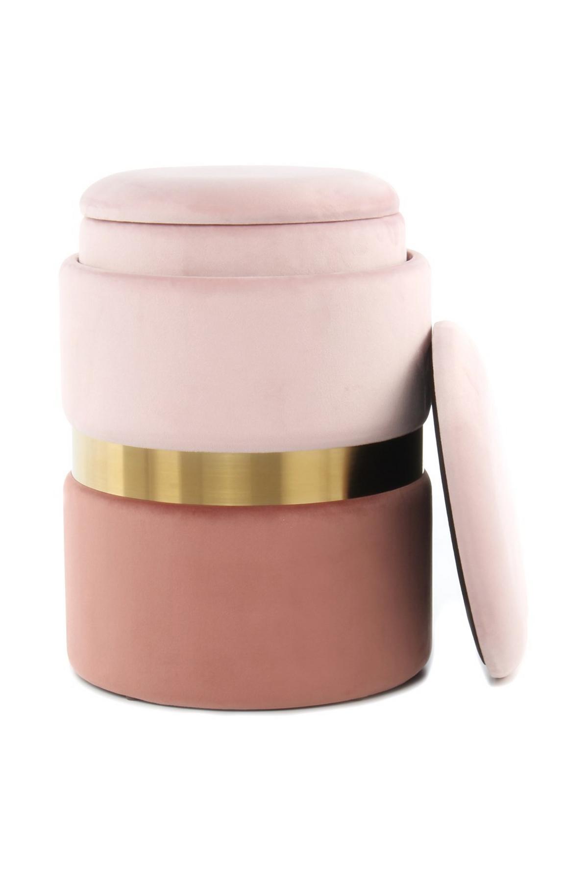 HOCKERSET ZORA 100 - Goldfarben/Altrosa, Design, Kunststoff/Textil (31,5X36/38X44cm) - Kayoom