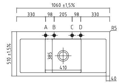 Einbauspüle Mera Middle Schiefer - Schieferfarben, Stein (106/51cm) - Systemceram