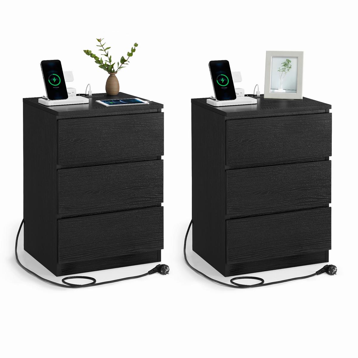 NACHTSCHRANKSET NIGHTSTAND - Schwarz, MODERN, Holzwerkstoff (40/59/35cm) - MID.YOU