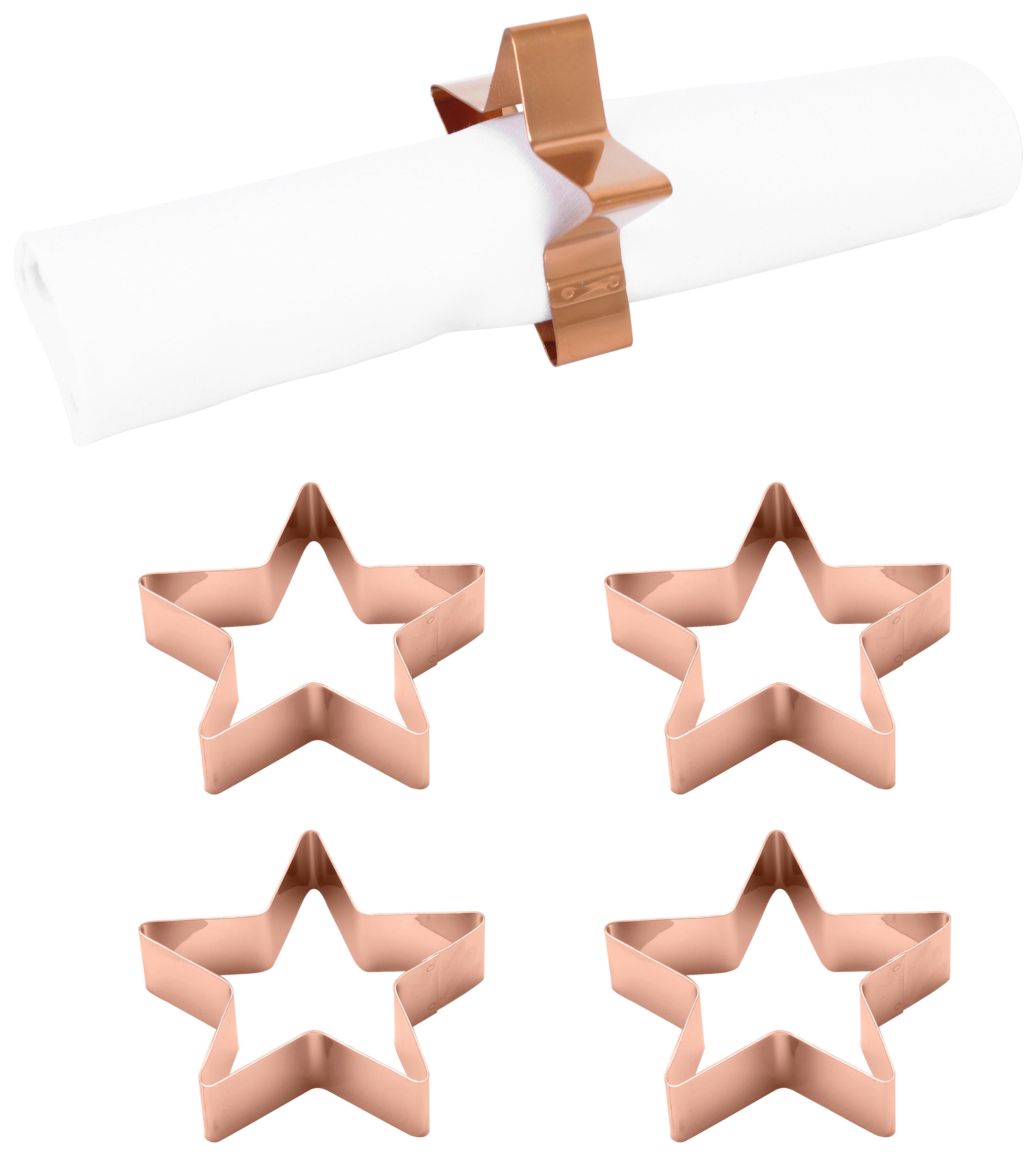 Obroček Za Serviete Star, 4 Kos - barve bakra, Design, kovina (7cm) - Echtwerk