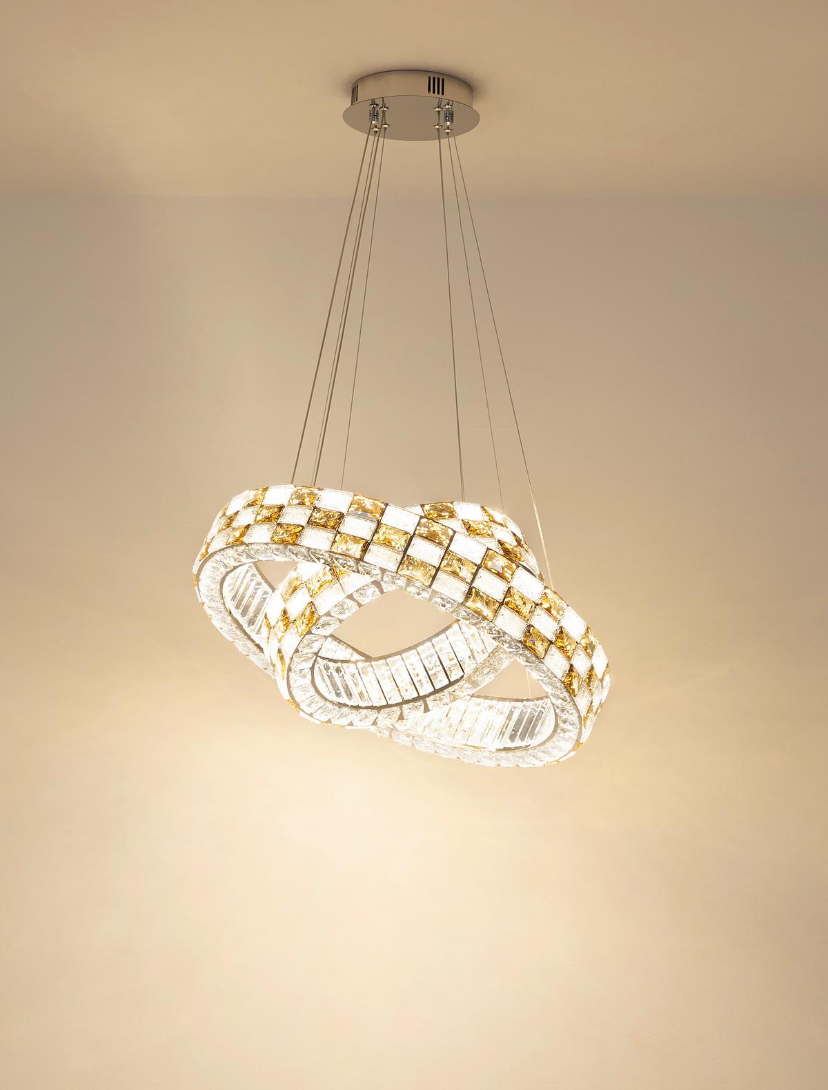 Led Viseća Svjetiljka Lidia - prozirno/boje kroma, Design, staklo/metal (61/120cm) - Globo