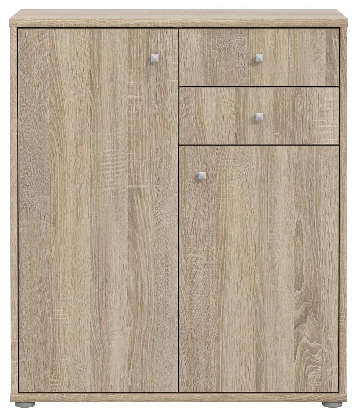 Komoda Tempra 2, Barva Hrasta - barve aluminija/hrast sonoma, Design, umetna masa/leseni material (73,7/85,5/34,8cm)