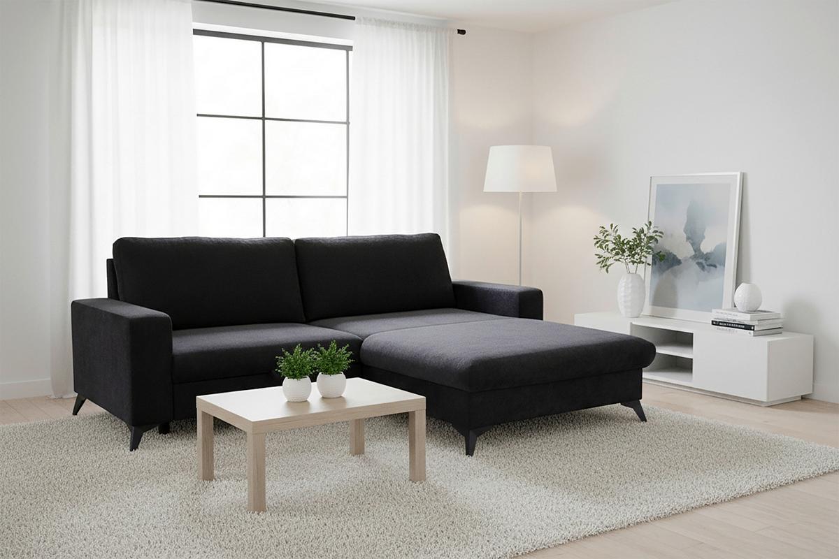 Sarokkanapé Sunny - fekete, Modern, textil (244/87/177cm) - Mömax