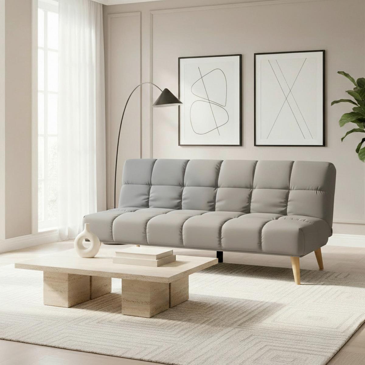 Canapea extensibila ALVA - gri închis, Modern, lemn/textil (185/80/88cm) - Bessagi Home