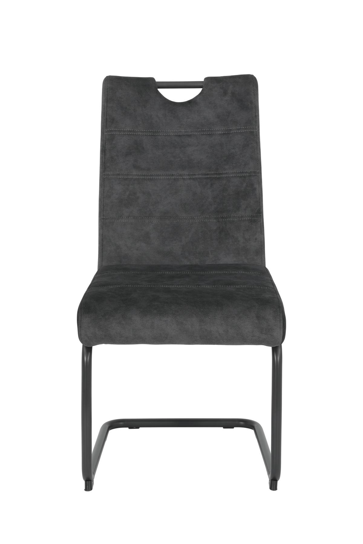 SCHWINGSTUHL-SET LAURINA I S 2ER-SET - Anthrazit/Grau, MODERN, Textil/Metall (50/97/63cm) - P & B