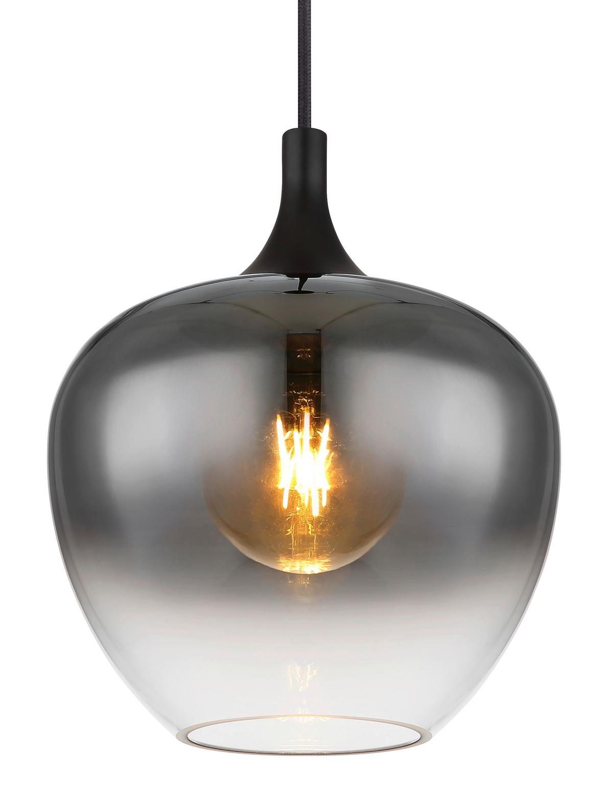 Hängeleuchte Maxy in Rauchfarben max. 40 W - Schwarz, Glas/Metall (24/120cm) - Globo