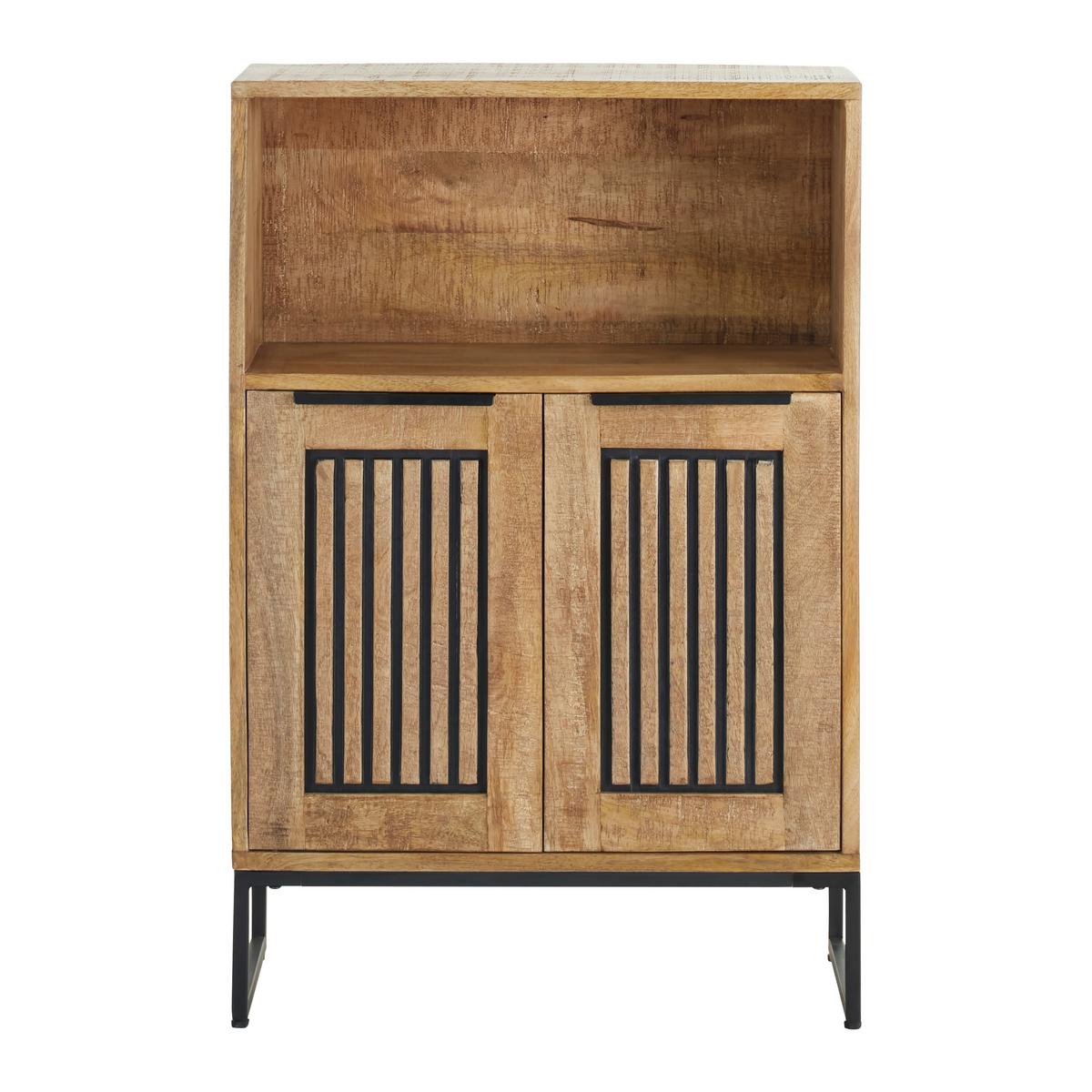 Kommode Everest Naturfarben/Schwarz - Schwarz/Naturfarben, Natur, Holz/Metall (60/90/32cm) - Mömax