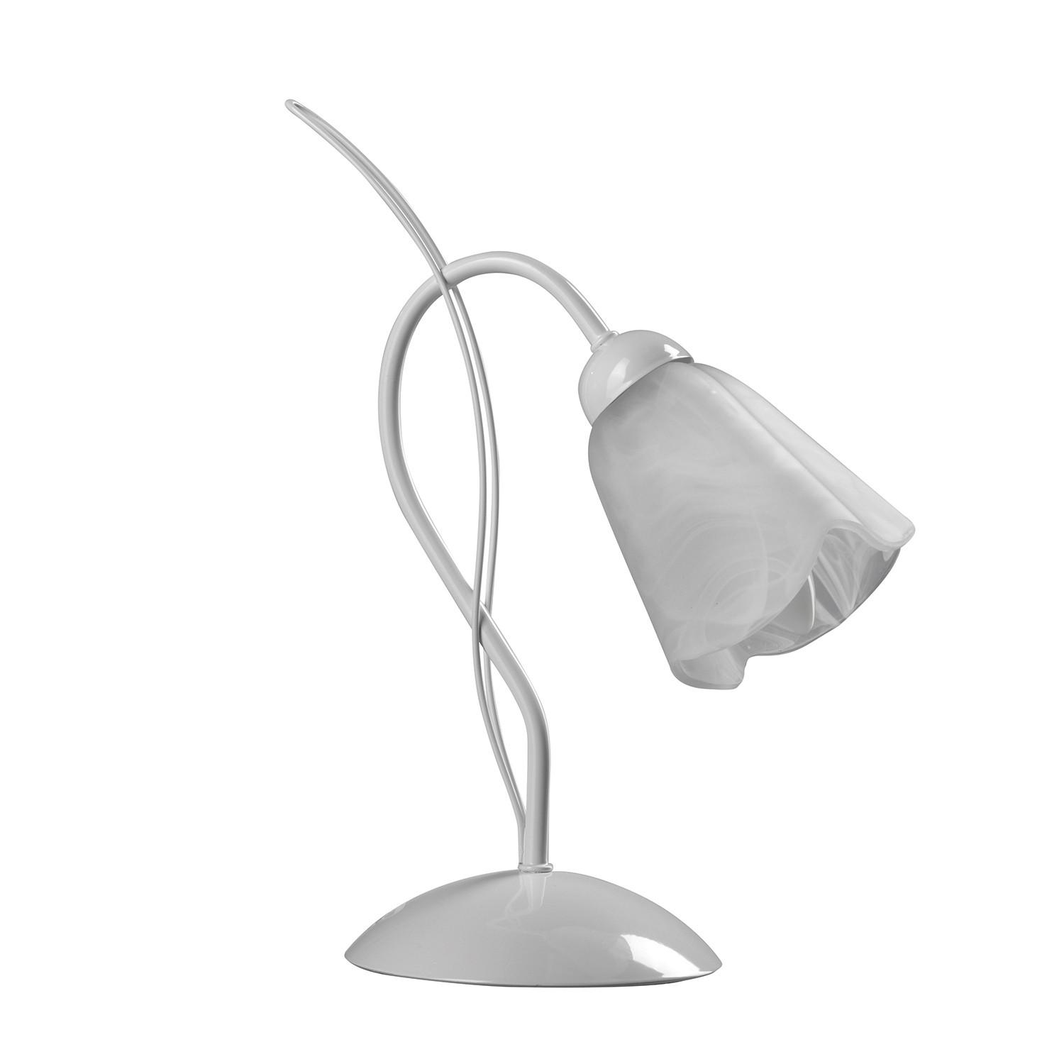 Nachttischleuchte Antron Weiß max. 6 Watt - Weiß, KONVENTIONELL, Glas/Metall (25/35cm)