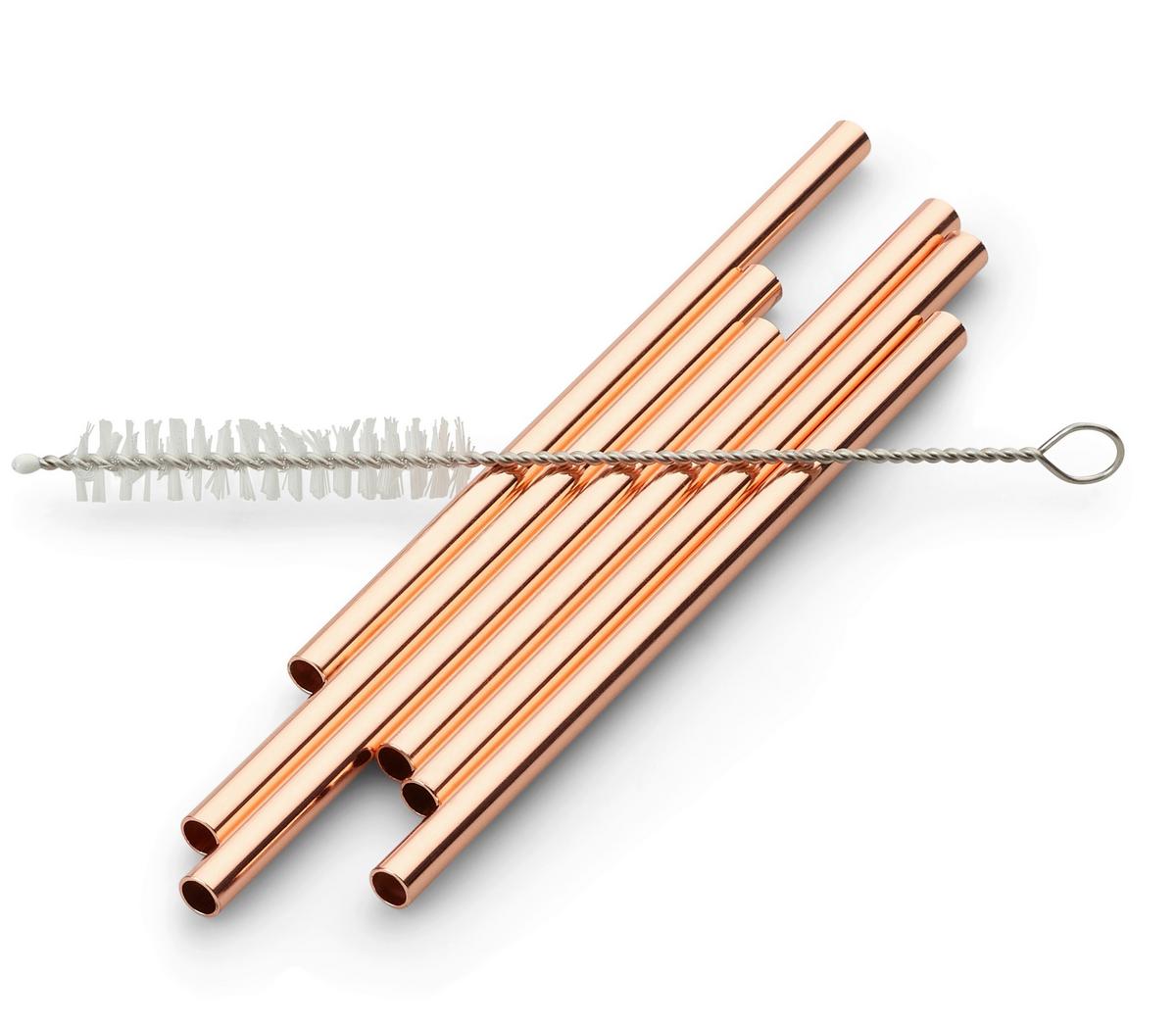 Set Slamic S Krtačko Straw, 6-Delni - zlate barve, Basics, kovina (12cm) - Echtwerk