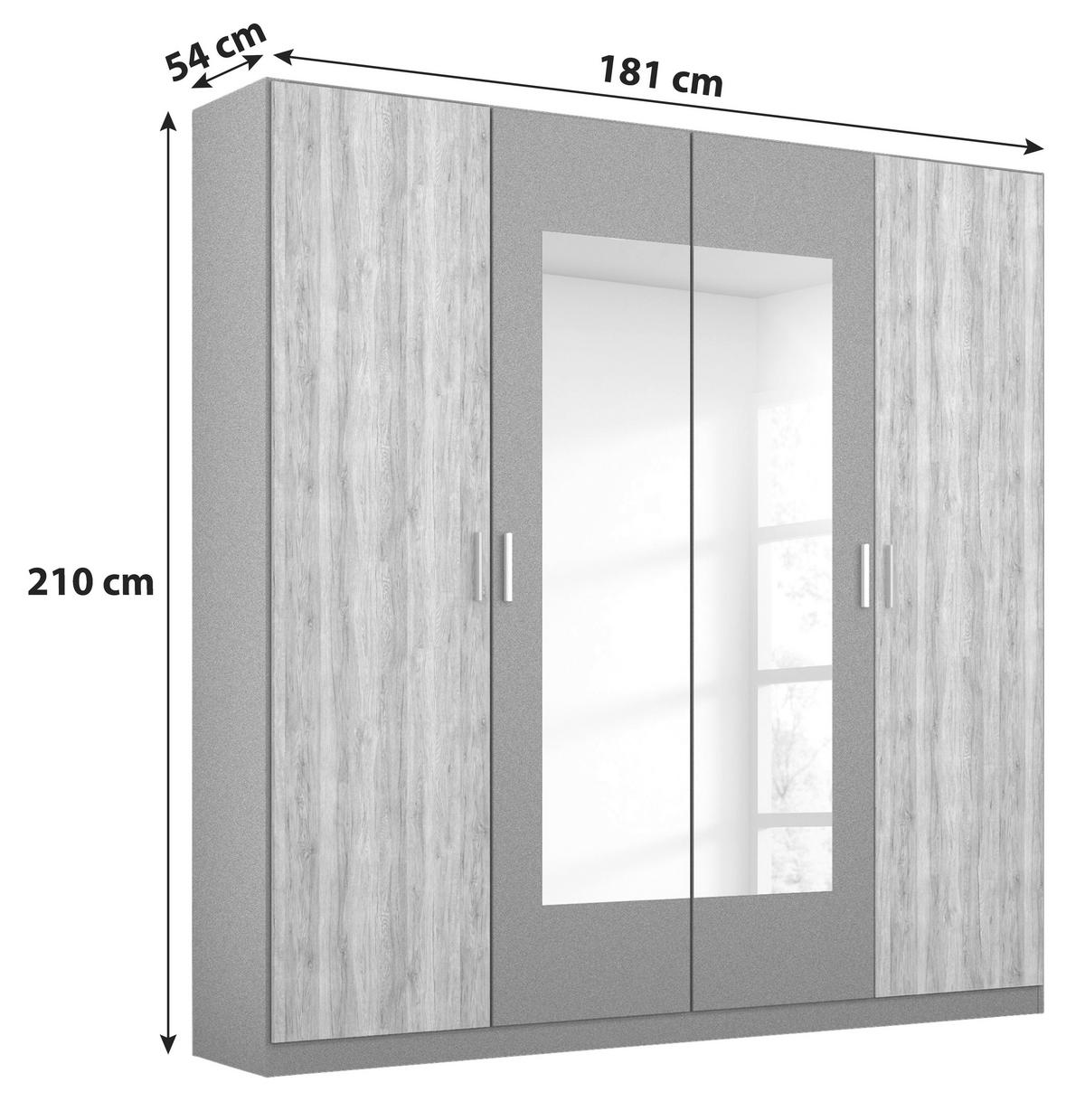 DULAP USI ROTATIVE BORNEO - alb/gri, Basics, material pe bază de lemn (181/210/54cm) - Modern Living