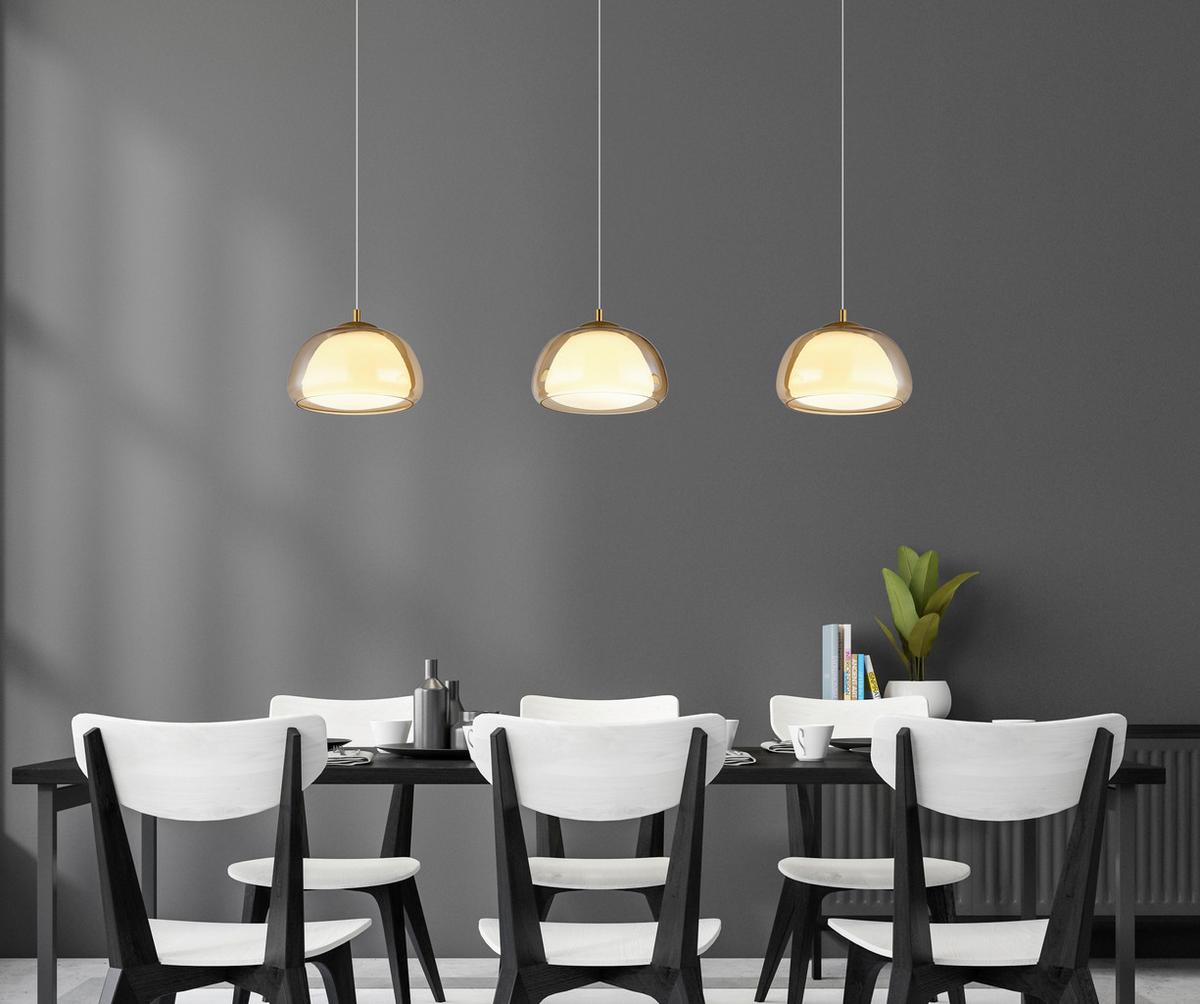 Led Viseća Svjetiljka Avila - bijela/zlatne boje, Design, staklo/metal (117/25/150cm) - Globo