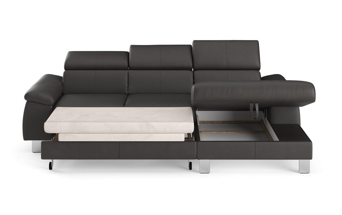 Sarokkanapé Micky - szürke, Modern, bőr (244/72-88/166cm)