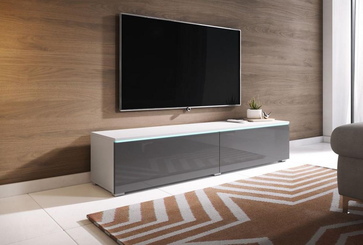 Nizka Omarica Lowa, Bela, Siva, Led - siva/bela, Trendi, umetna masa/leseni material (140/30/33cm) - P & B