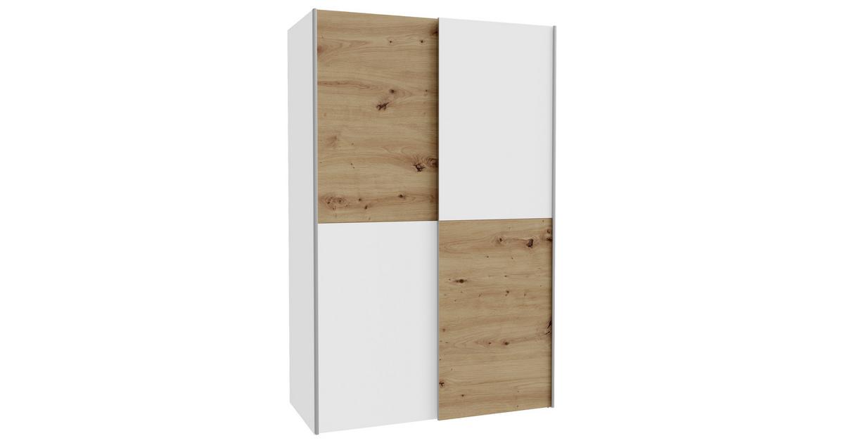 Schwebetürenschrank in Weiss/Eiche Artisan online kaufen ➤ mömax