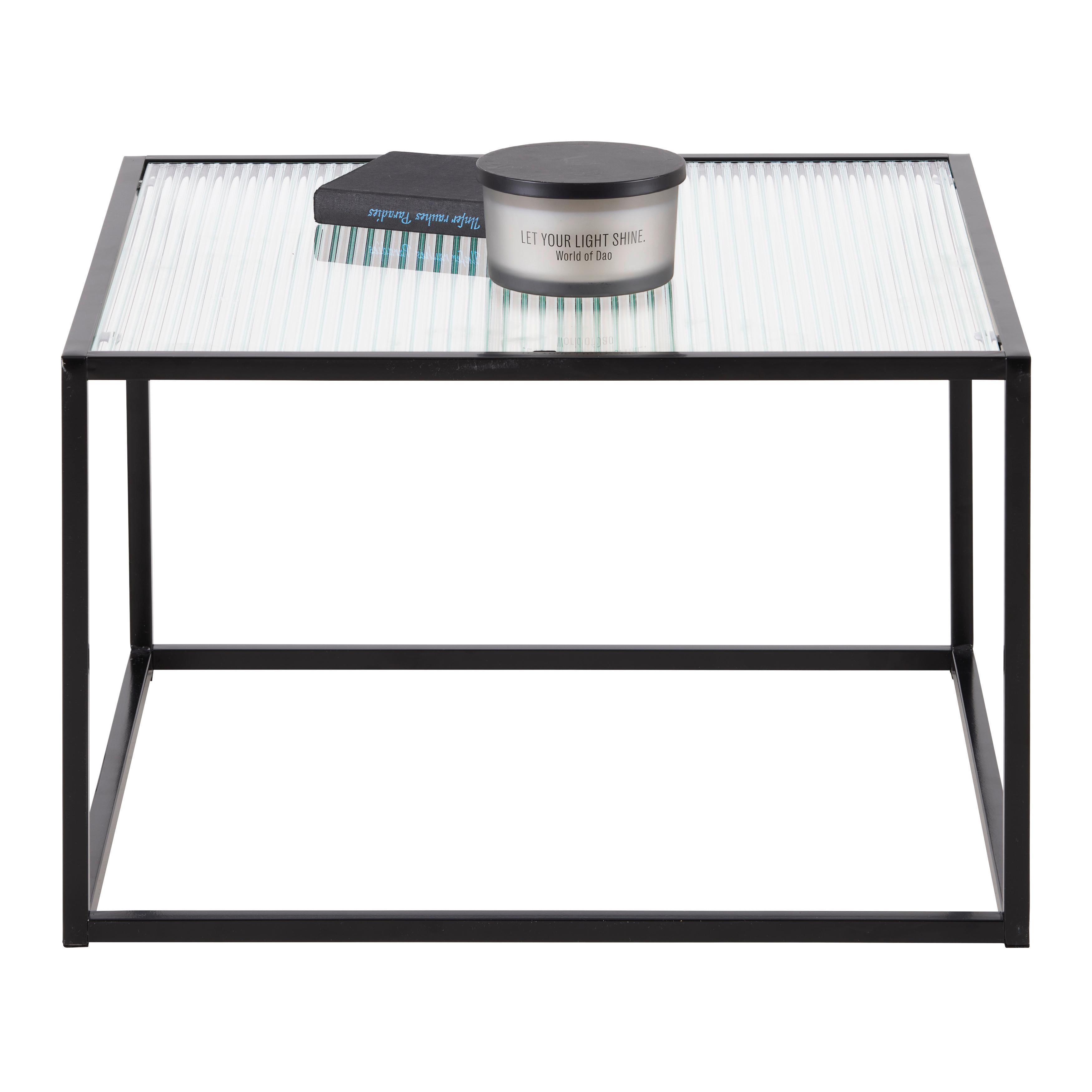 SOFFBORD KUBO -BASED- - svart, Modern, metall/glas (60/60/38cm) - Based