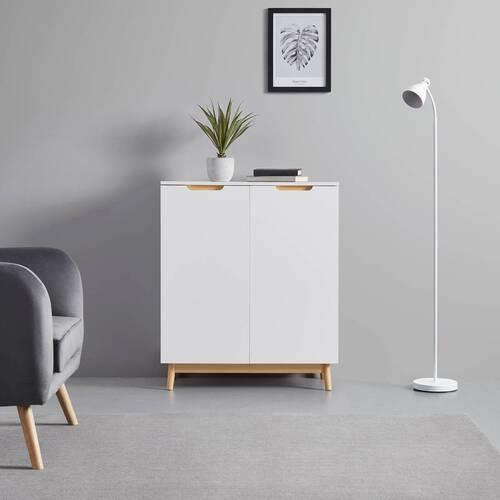 Kommode Nicole Weiß/Kiefer Echtholz/MDF - Weiß/Kieferfarben, MODERN, Holz (80/94,5/38cm) - Bessagi Home