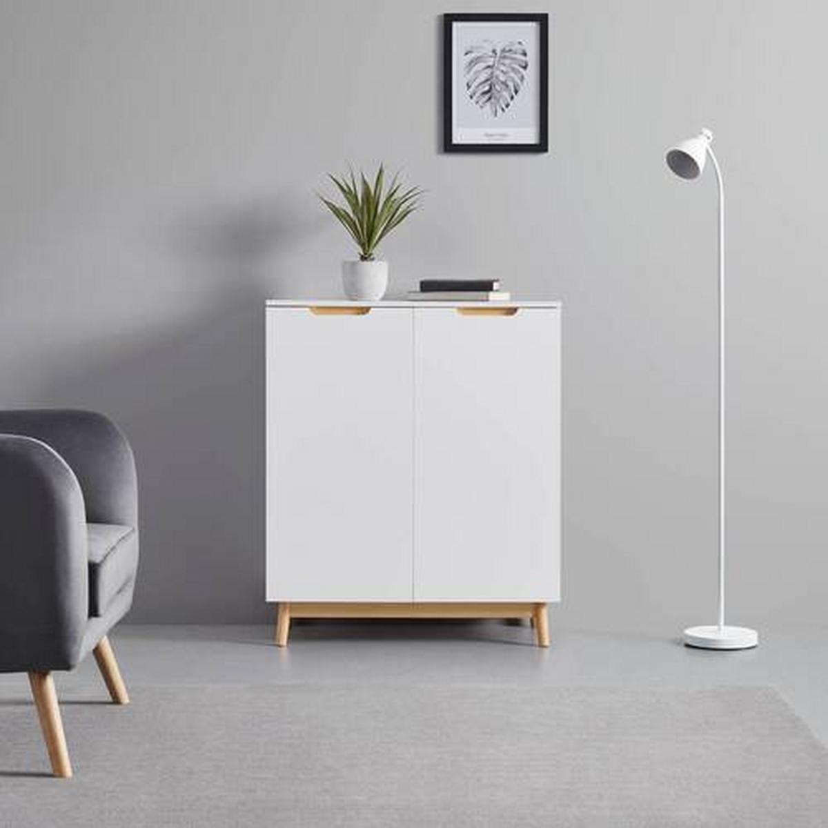 Kommode Nicole Weiß/Kiefer Echtholz/MDF - Weiß/Kieferfarben, MODERN, Holz (80/94,5/38cm) - Bessagi Home