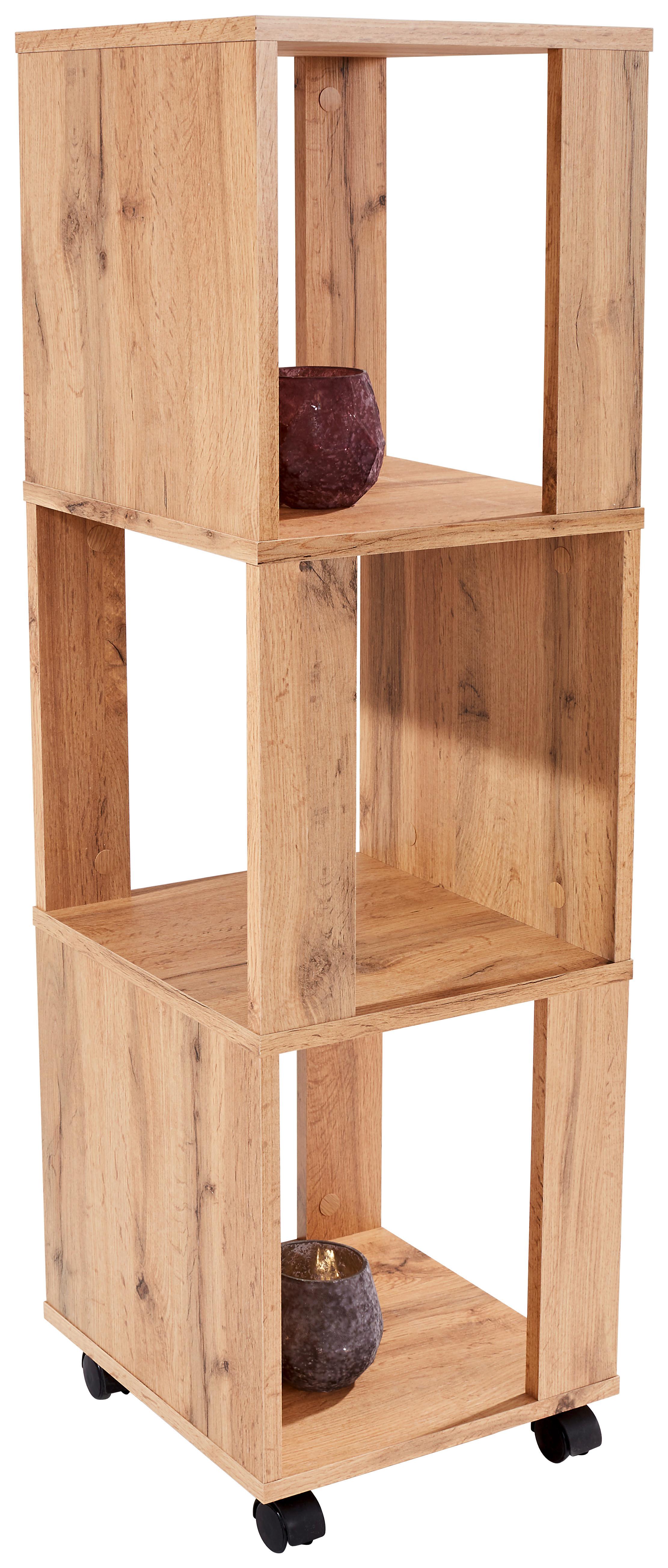 Etajeră Rolly - culoare lemn stejar, Modern, plastic/material pe bază de lemn (34/111/34cm)