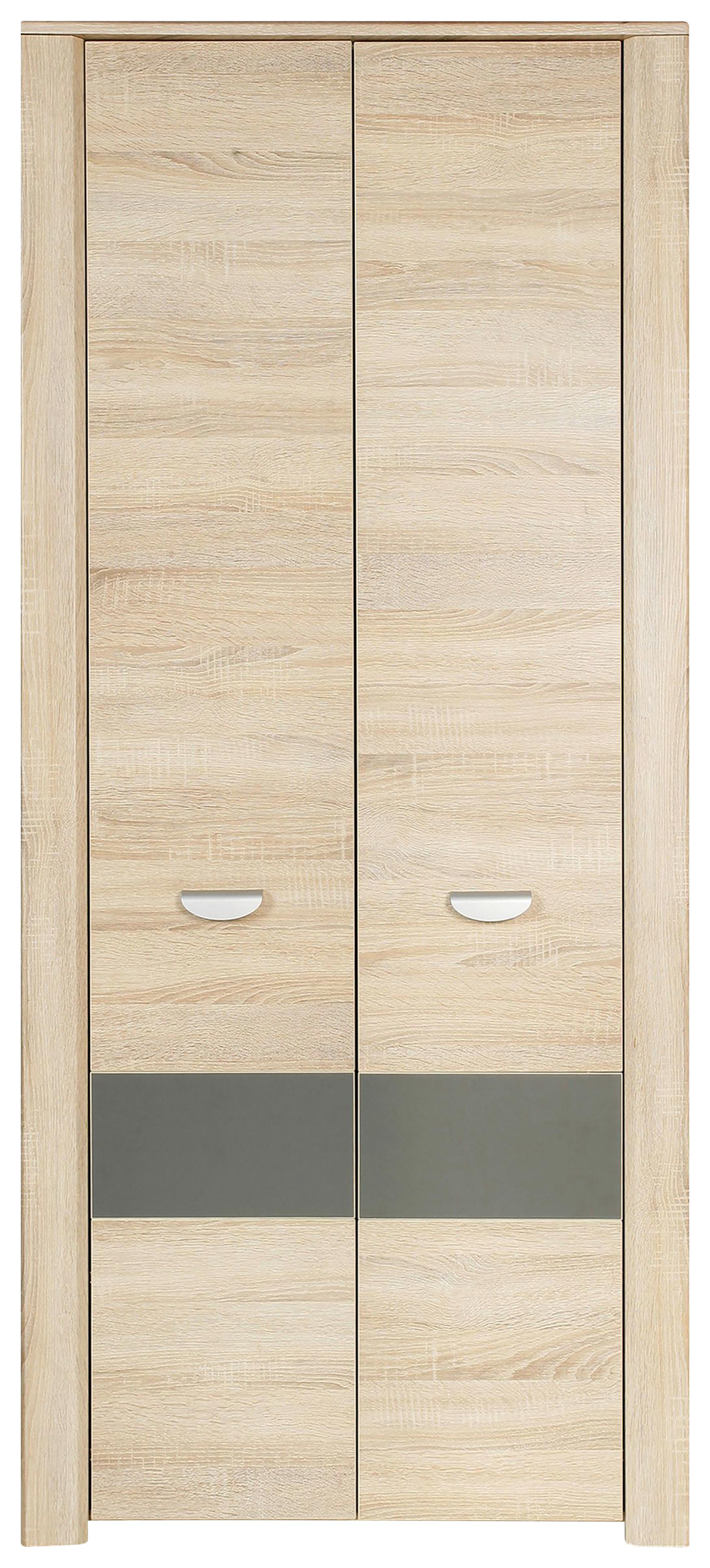 Omara S Klasičnimi Vrati Yoop, Barva Hrasta, Antracit - barve hrasta/barve aluminija, Design, leseni material (94/194/58cm) - Carryhome