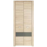 Omara S Klasičnimi Vrati Yoop, Barva Hrasta, Antracit - barve hrasta/barve aluminija, Design, leseni material (94/194/58cm) - Carryhome