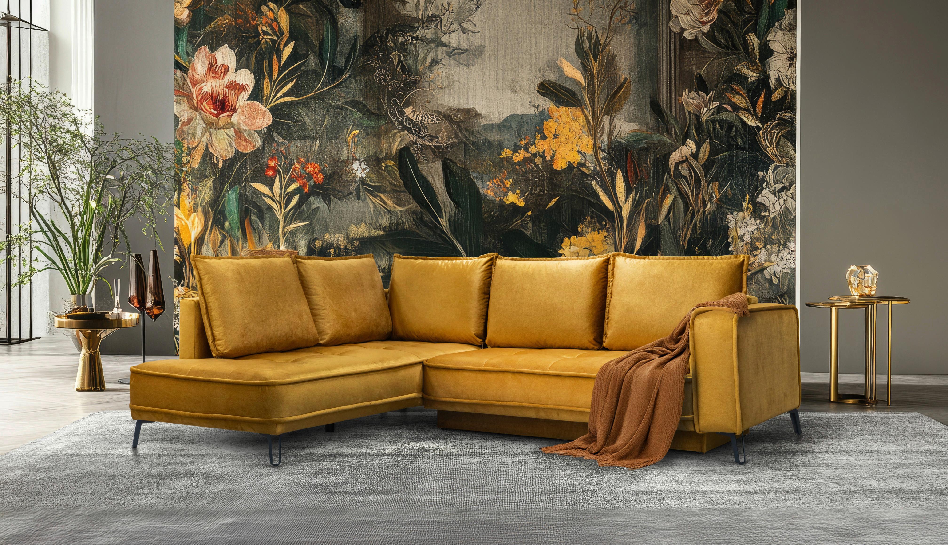 Sarokgarnitúra Segre - arany, Modern, faalapú anyag/textil (215/270cm) - Premium Living