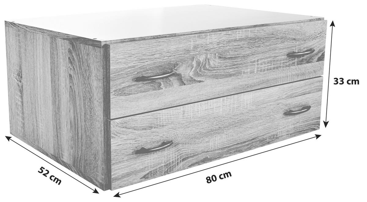 Set Ladica Base 2 - boje aluminija/hrast Sonoma, Konvencionalno, drvni materijal/plastika (80/33/52cm) - Based