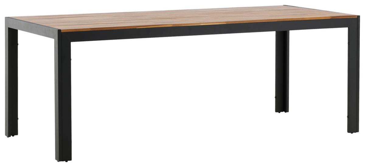 GARTENTISCH BOIS - Schwarz/Akaziefarben, KONVENTIONELL, Holz/Metall (205/90/75cm) - Gardenson