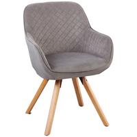 KRZESŁO Z PODŁOKIETNIKAMI BAGO - kolor naturalny/szary, Modern, drewno/tkanina (58/85/57cm) - Mömax