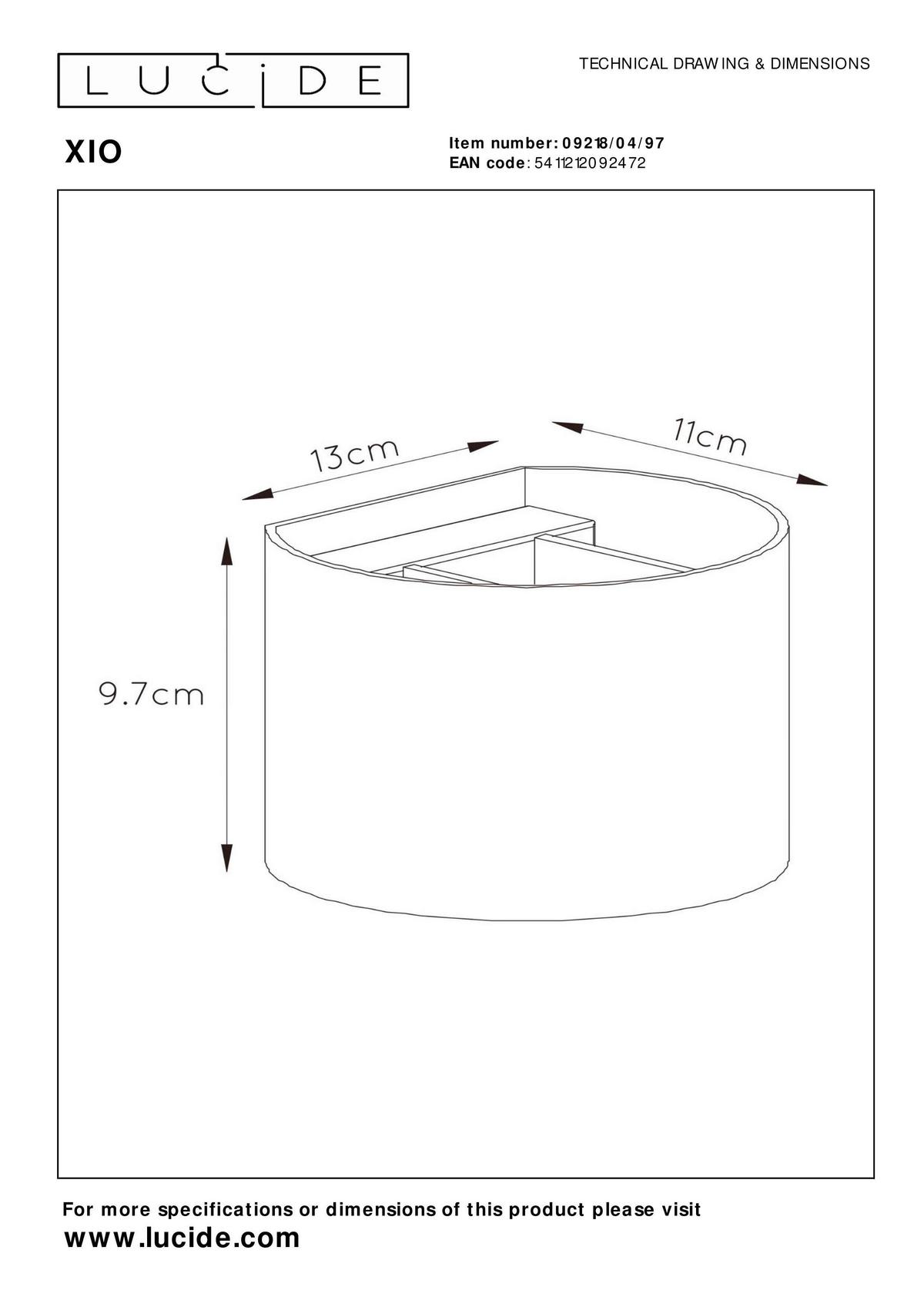 KINKIET LED 09218/04/97 XIO - cappuccino, Design, metal (11/13/9.7cm) - Lucide