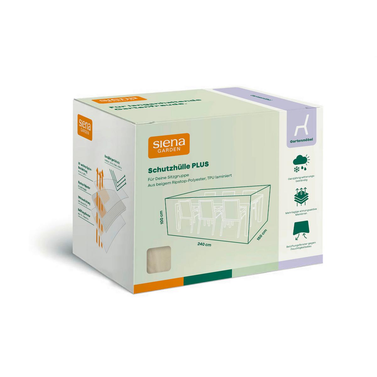SCHUTZHÜLLE PLUS SITZGRUPPEN SCHUTZHÜLLE - Beige, MODERN, Kunststoff (150/100/240cm) - Siena Garden