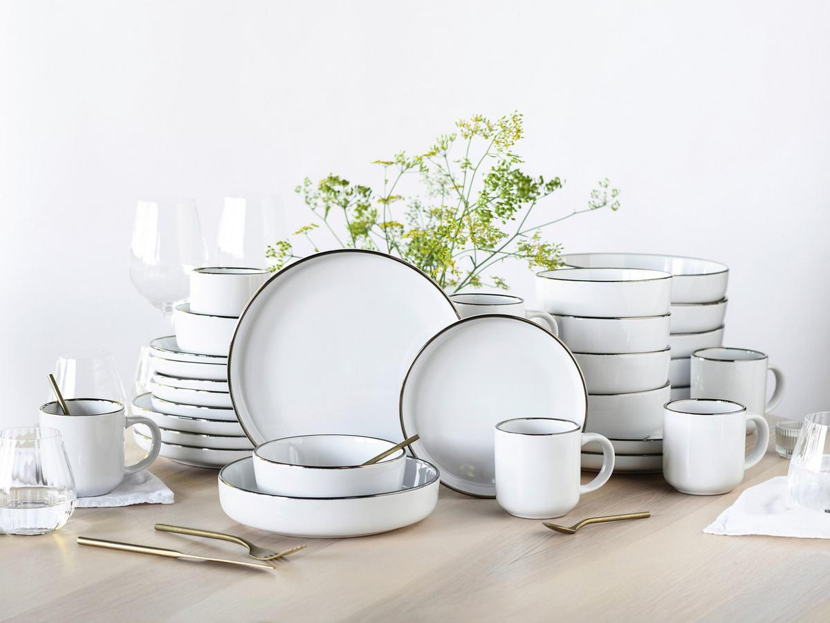 Serviciu de masă Nordic Festive 30/1 - alb/auriu, Basics, ceramică - Creatable