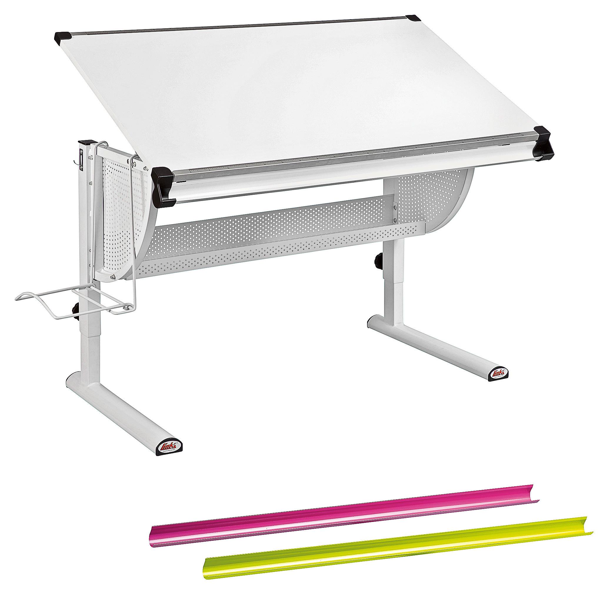 Schreibtisch Matts ca. 118x73 cm Weiß/Pink/Grün - Pink/Weiß, MODERN, Holzwerkstoff/Metall (118/73/63cm) - MID.YOU