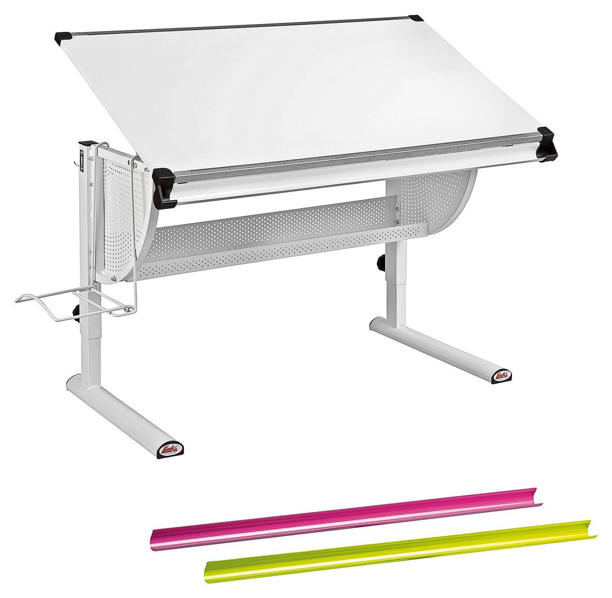 Schreibtisch Matts ca. 118x73 cm Weiß/Pink/Grün - Pink/Weiß, MODERN, Holzwerkstoff/Metall (118/73/63cm) - MID.YOU