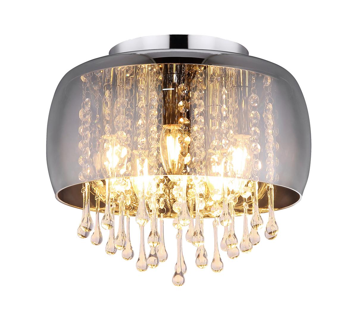 DECKENLEUCHTE KALLA D/H: 350/280CM RAUCH - Klar/Chromfarben, Basics, Glas/Metall (35/28cm) - Globo