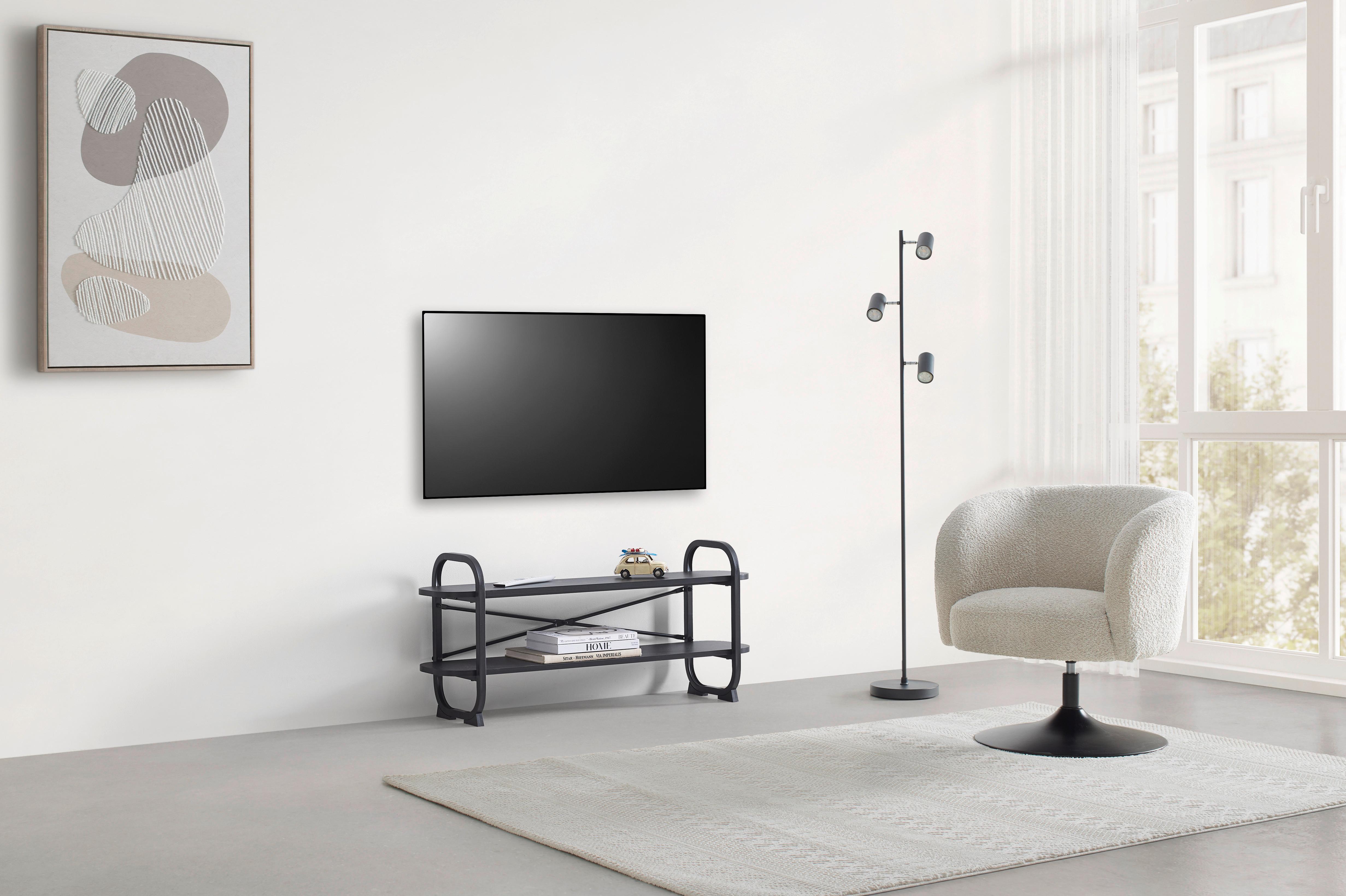 MEDIABÄNK BEND -EXKLUSIV- - svart, Modern, metall/trämaterial (100/44/27cm) - Mömax