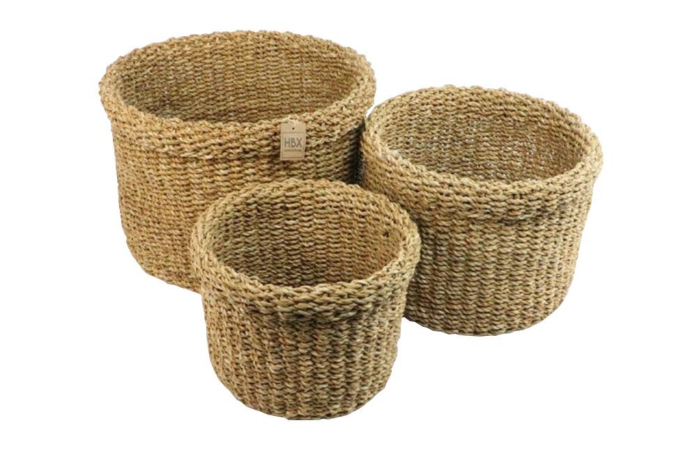 ZESTAW KOSZY MANATEE - kolor naturalny, Trend, materiały naturalne (43/35/28/30/26/22cm)