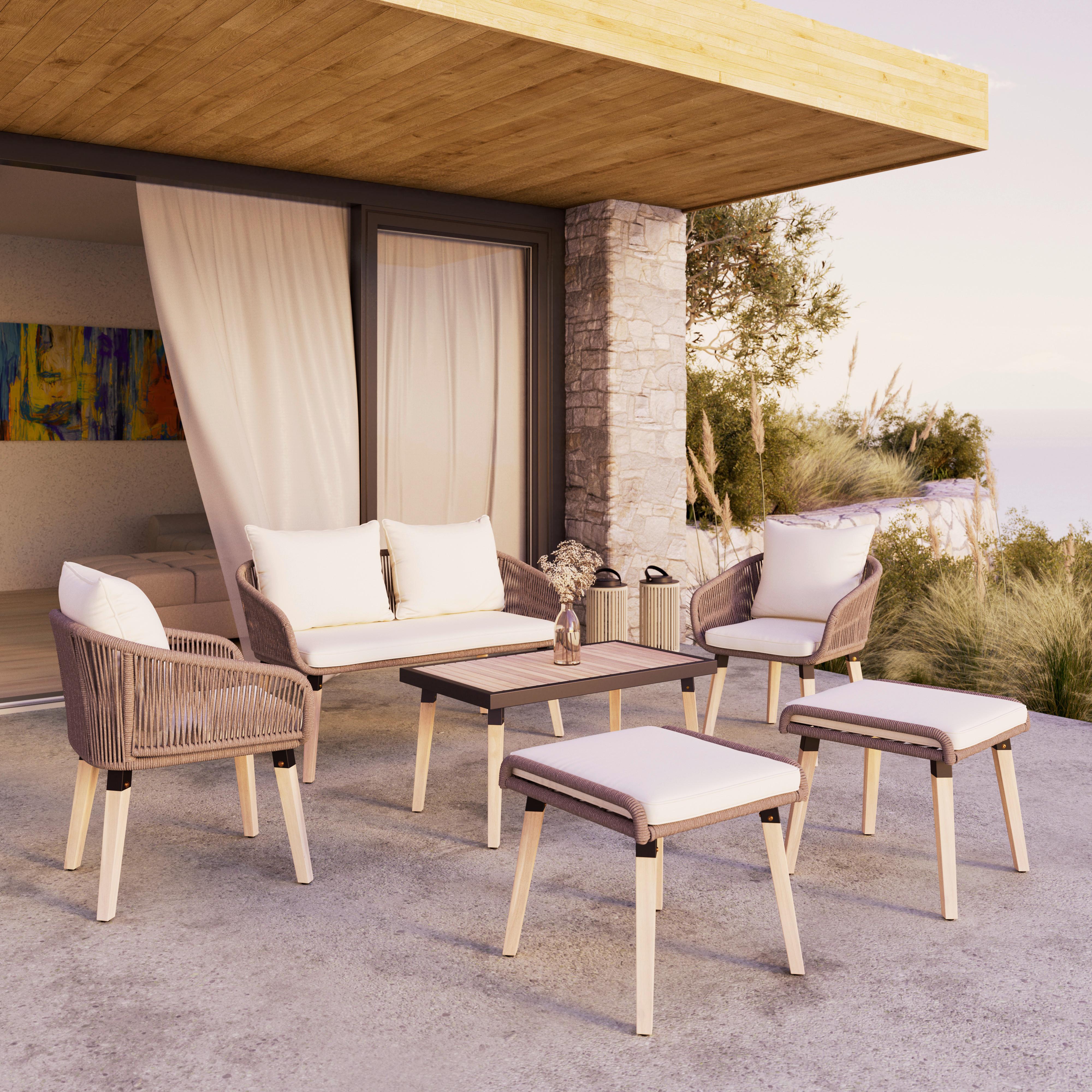 Lounge Gartnitura Elodie, Krem - barve akacije, Moderno (127/80/60cm) - Bessagi Garden