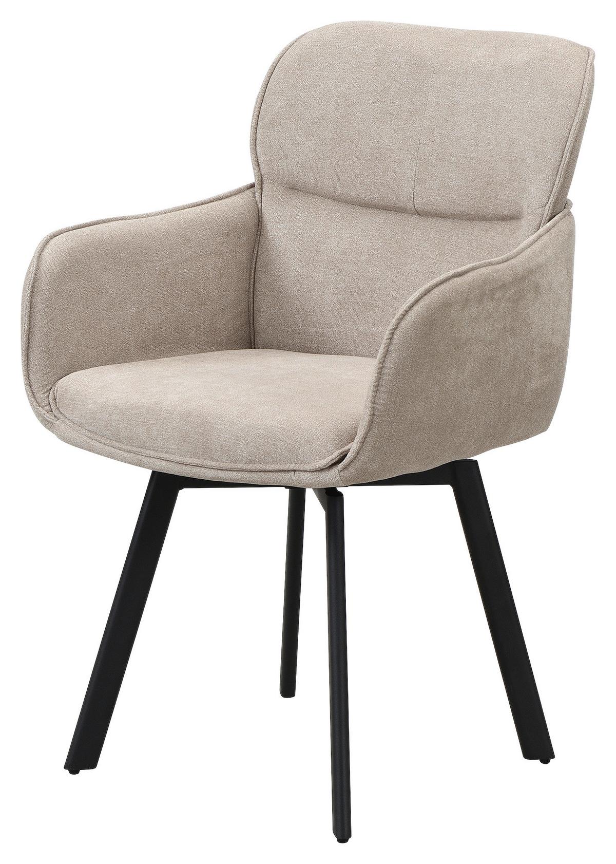 STUHL RICO - Taupe/Schwarz, MODERN, Textil/Metall (61/90/63cm) - MID.YOU