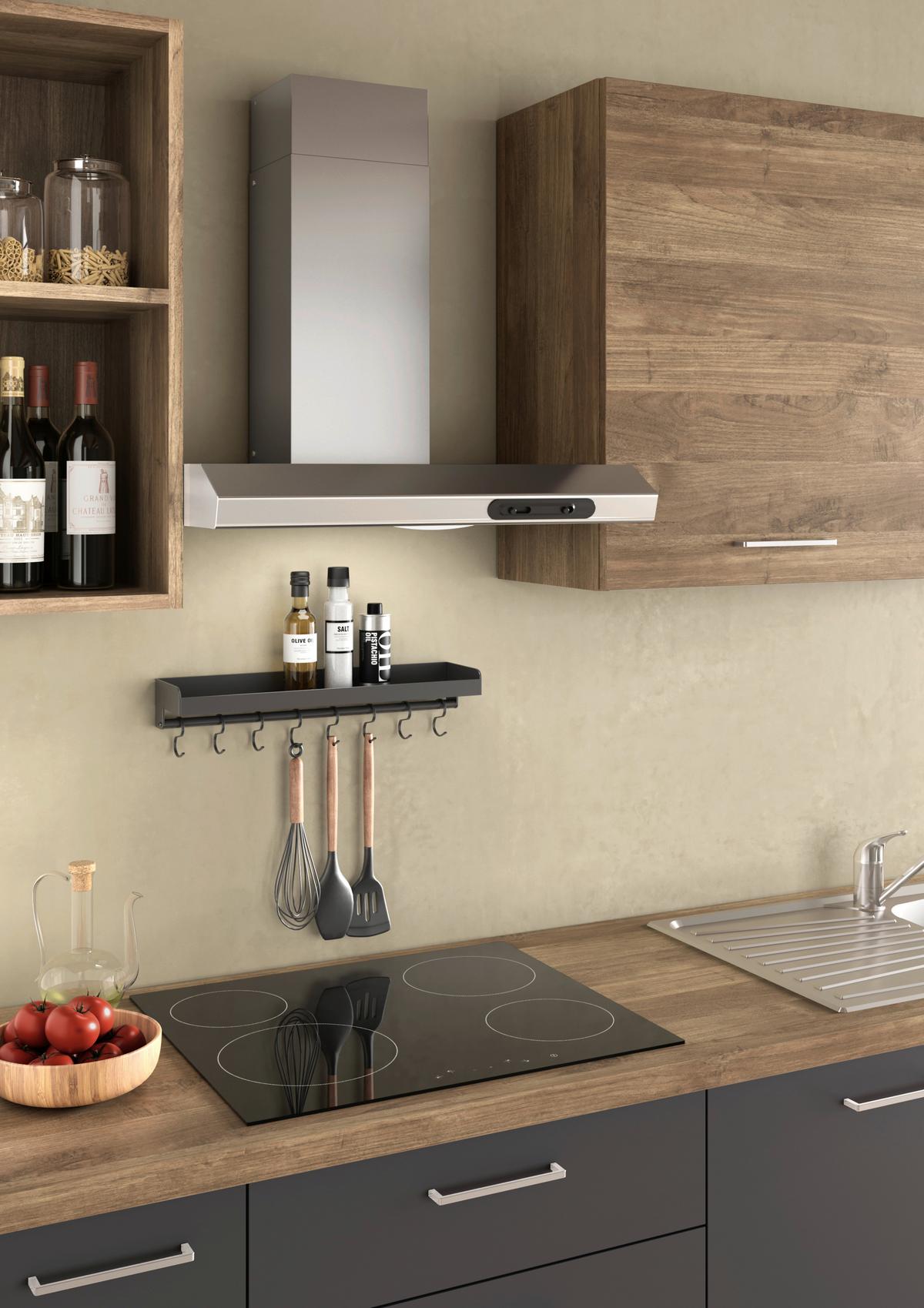 Küchenblock Freia 315 m. Geräten Grau/Walnussfarben - Walnussfarben/Alufarben, LIFESTYLE, Holzwerkstoff/Kunststoff (315cm) - MID.YOU