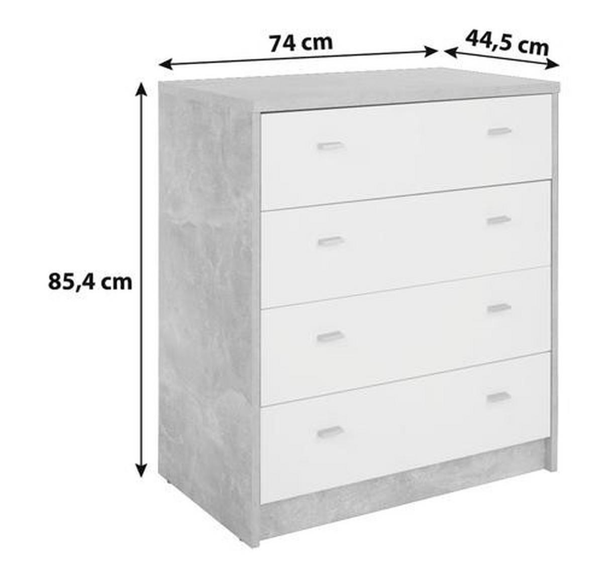 Komoda 4-you New, Siva, Bela - barve kroma/siva, Moderno, leseni material (74/85,4/44,5cm) - Mömax