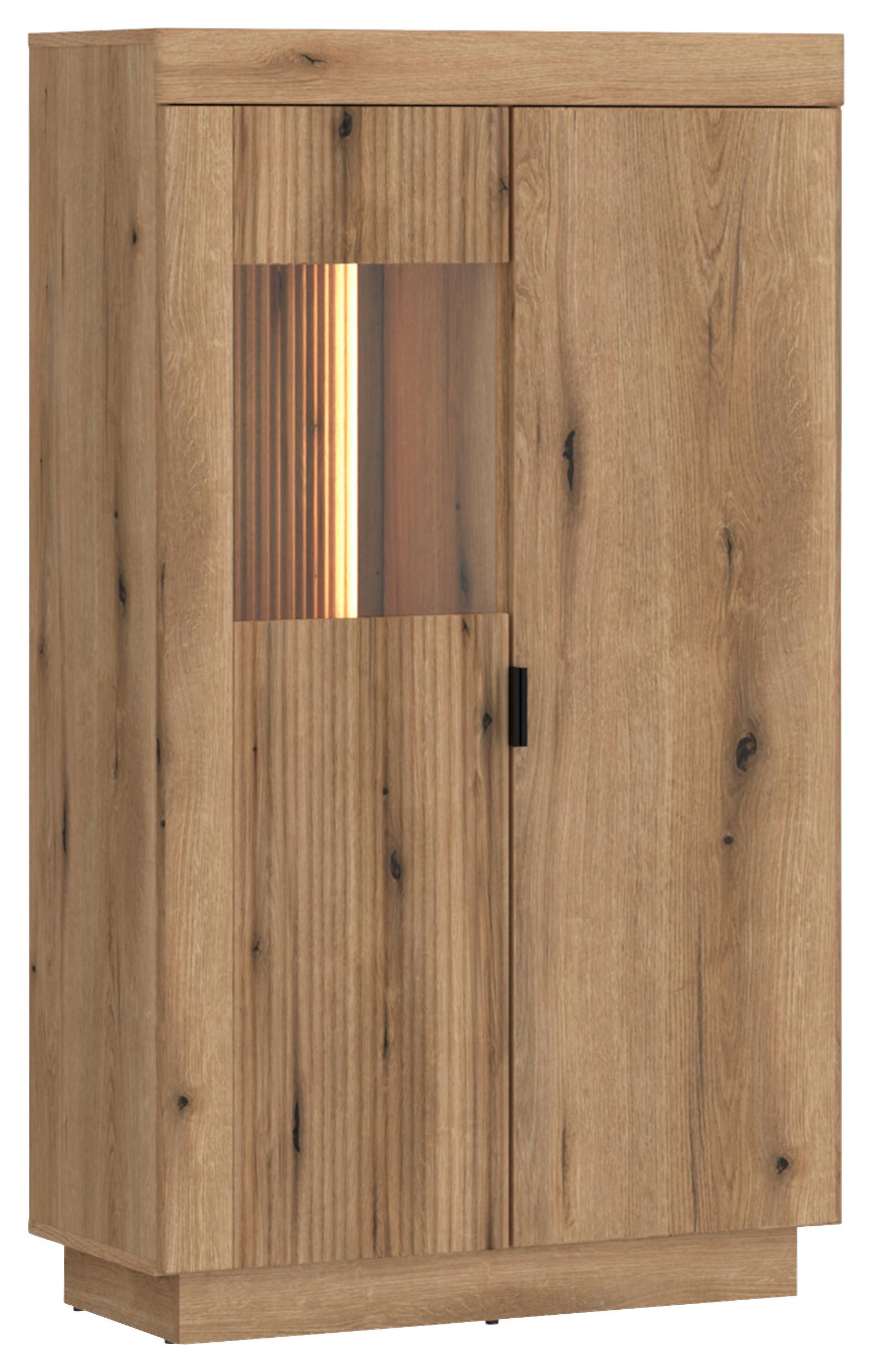 Vitrina Delamar - boje hrasta/crna, Trend, staklo/drvni materijal (80,4/140,2/39,6cm) - Modern Living