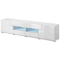 Tv-elem Toledo - fehér/magasfényű fehér, Modern, faalapú anyag (208/47/39cm)
