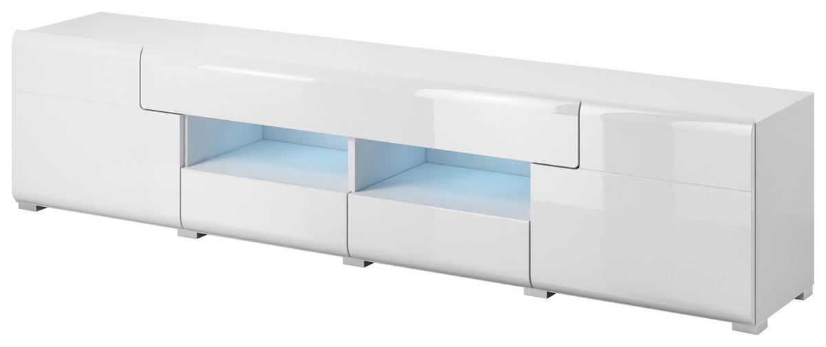 Tv-elem Toledo - fehér/magasfényű fehér, Modern, faalapú anyag (208/47/39cm)