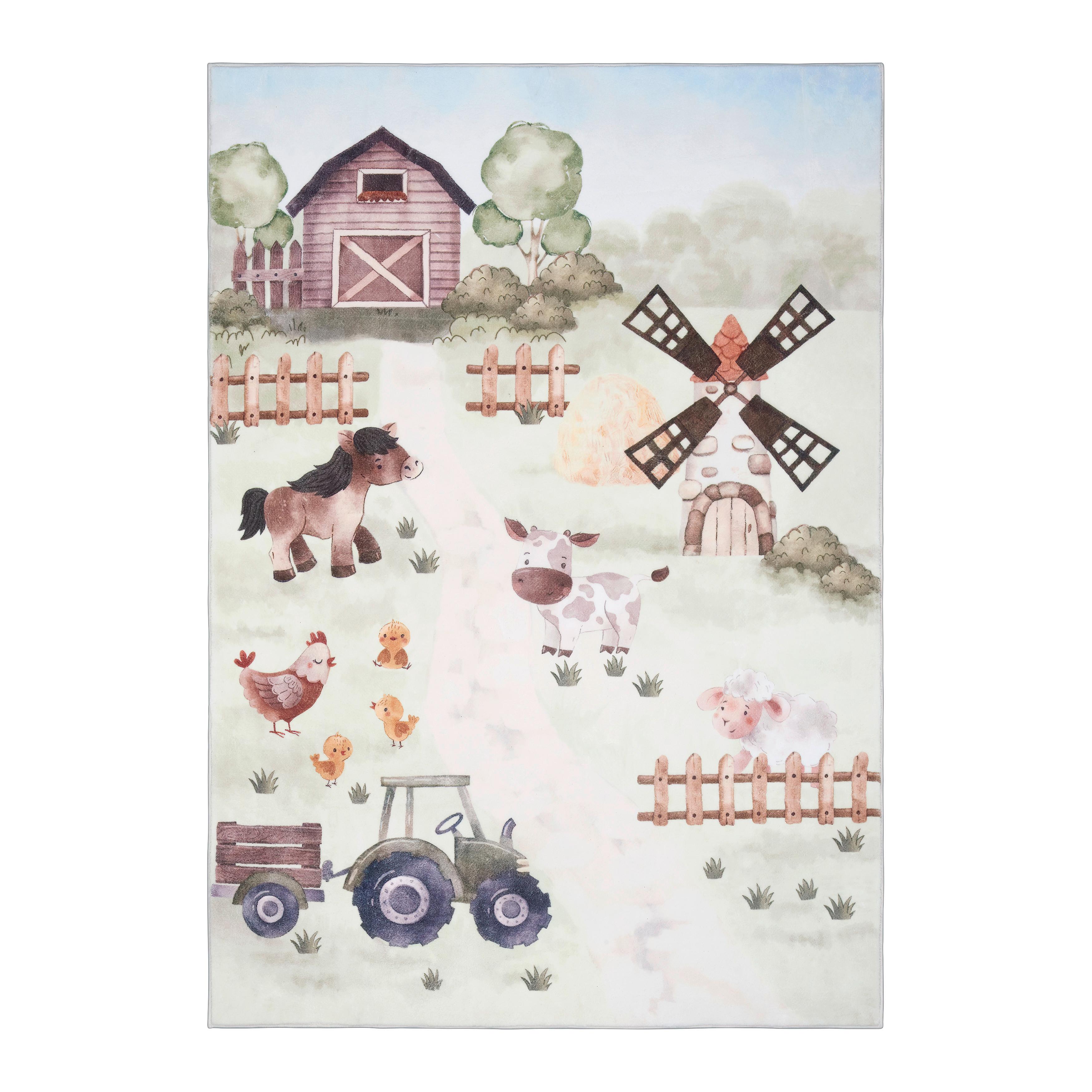 Kinderteppich Bauernhof in Grau ca. 120x170cm - Multicolor, KONVENTIONELL, Textil (120/170cm) - Mömax