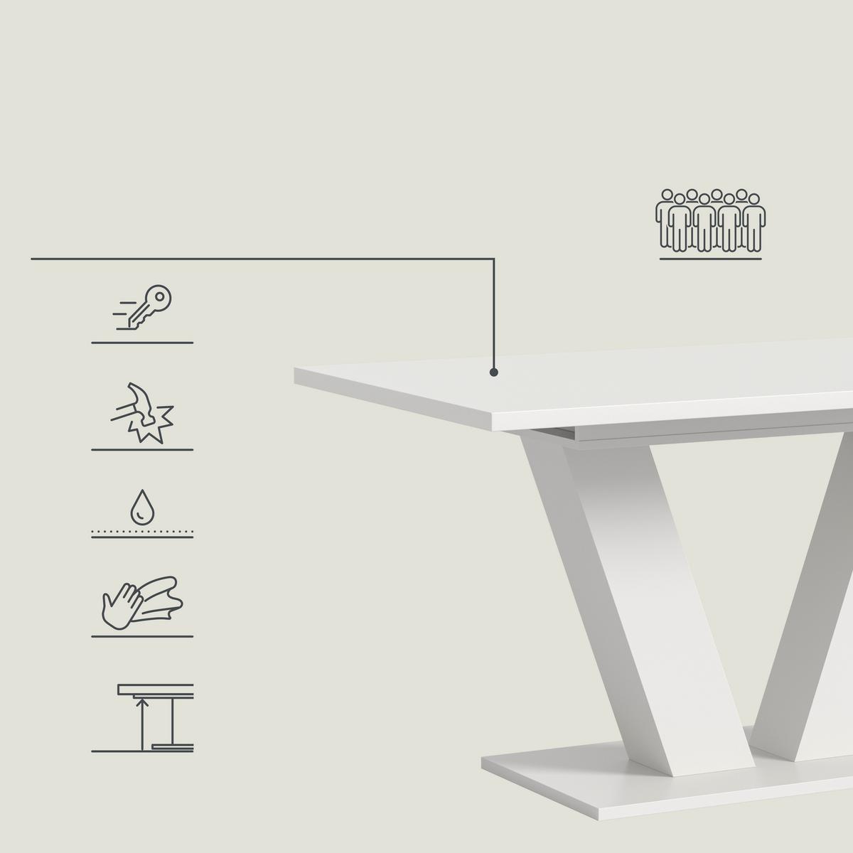 ESSTISCH MARLON V 150 AZ - Weiss, Trend, Holzwerkstoff (150-190/90cm) - MID.YOU