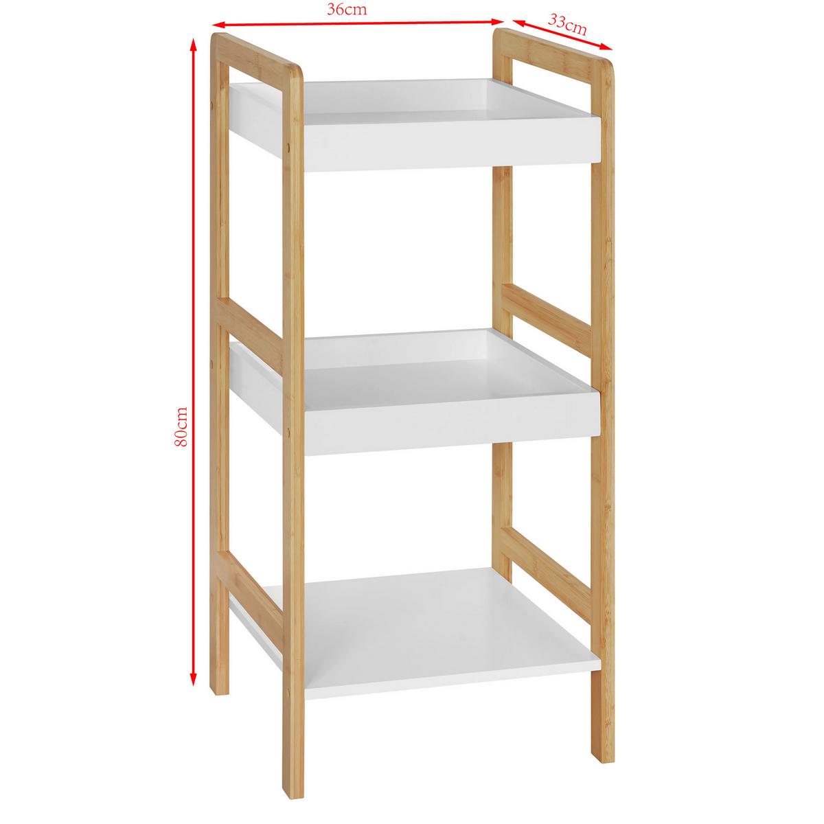 Polica Liane 3 - bijela/prirodne boje, Moderno, drvni materijal/prirodni materijali (36/80/33cm) - Modern Living